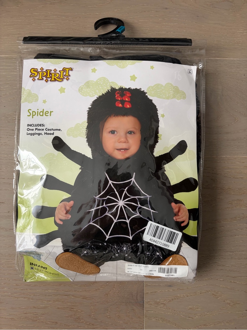 Spirit Infant Spider Costume in Black with White Web and Red Bow